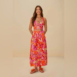 FARM RIO Orange Flying Birds Lenzing™ Ecovero™ Euroflax™ Skirt